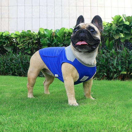 iChoue 2pcs French Bulldog Summer Cooling Shirt for Dogs UV Sun Protection Vest Sleeveless Breathable Tank Top English Pug Blue Grey Red Grey - Medium