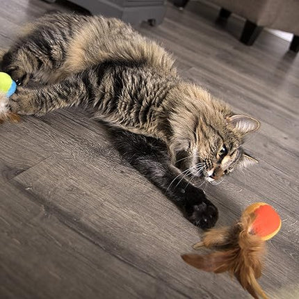 SmartyKat Flutter Balls Catnip Plush and Feather Cat Toys, Erratic Motion for Batting & Pouncing Fun for Cats & Kittens, Set of 2