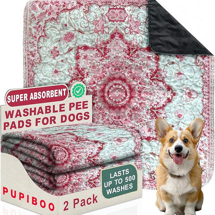 PUPIBOO Washable Pee Pads for Dogs and Cats - Super Absorbent Reusable Puppy Training Pads - 100% Waterproof, Leak-Proof & Non-Slip Whelping Pads for Pet Housebreaking