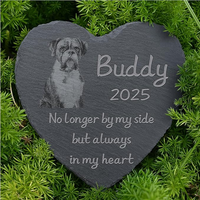 Personalized Pet Memorial Stone, Dog Memorial Gifts, Pet Loss Sympathy Gift, in Memory of Dog Cat - Always in My Heart（Heart）