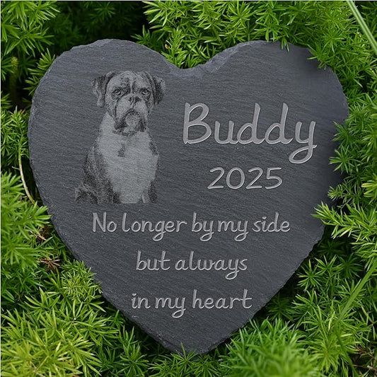 Personalized Pet Memorial Stone, Dog Memorial Gifts, Pet Loss Sympathy Gift, in Memory of Dog Cat - Always in My Heart（Heart）