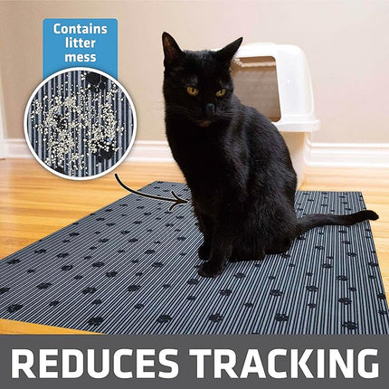 Drymate 2-Pack XL Original Cat Litter Mat, Contains Mess from Box, Protects Floors, Urine-Proof, Machine Washable, Soft on Kitty Paws, Absorbent, Waterproof (USA Made) (28”x36”)(GreyStripePaw)