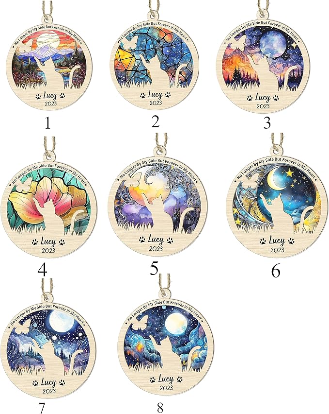 Personalized cat Memorial Ornament, Memorial Gifts for Loss of cat, pet Lovers Gifts 03