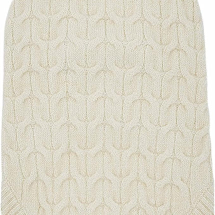 Blueberry Pet Classic Fuzzy Textured Knit Pullover Crew-Neck Dog Sweater in Ivory, Back Length 14", Pack of 1 Clothes for Dogs