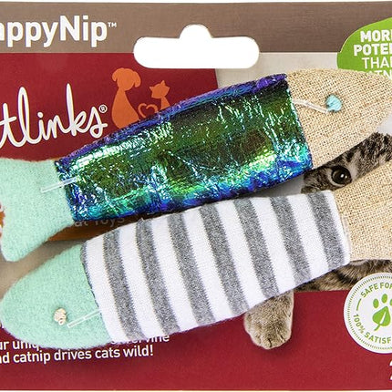 Petlinks (2 Count HappyNip Flipper Fish Cat Toys, Contains Silvervine & Catnip - Multi Color, 2 Count (Pack of 5)