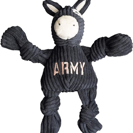 HuggleHounds Knottie Plush Dog Toy - Dog Stuffed Animal Toy, Puppy Toys, Squeaky Dog Toy for Small, Medium & Large Dogs, Durable Plush to Keep Them Busy, Officially Licensed - Army Mule, Small