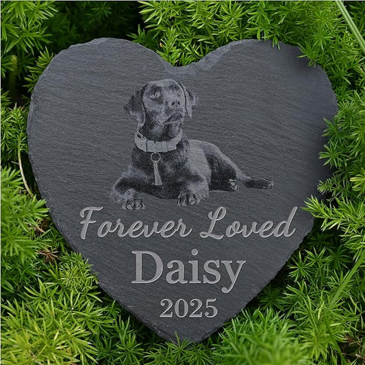 Personalized Pet Memorial Stone, Dog Memorial Gifts, Pet Loss Sympathy Gift, in Memory of Dog Cat - Forever Loved（Heart）