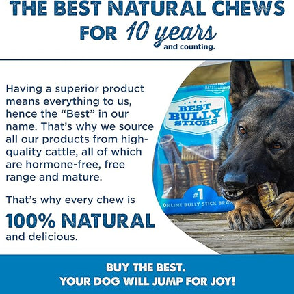 Best Bully Sticks Premium 12 Inch Beef Trachea for Dogs - 12 Count (Pack of 1) - All-Natural, Grain-Free, Single-Ingredient, Promotes Dental Health