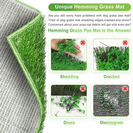 Hompet Dog Grass Pads, Puppy Turf Potty Training Pads, Artificial Turf for Dog Systems Replacement Grass Mats, Easy to Clean with Fast Drain Holes, Indoor/Outdoor Garden Lawn Patio Balcony 28"×18"