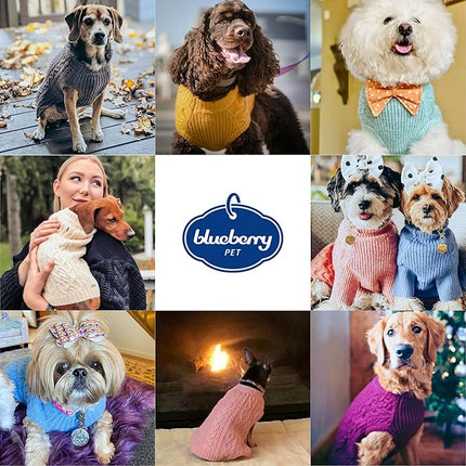 Blueberry Pet Classic Fuzzy Textured Knit Pullover Turtle-Neck Dog Sweater in Dark Olive, Back Length 20", Pack of 1 Clothes for Dogs