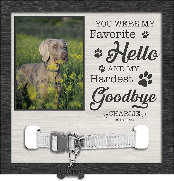 Nazenti Dog Collar Keepsake Frame, Pet Loss Gift, Memorial Sympathy Gifts for Loss of Dog, Passing Away Sympathy Picture Frame, Cat Loss Gift, Rainbow Bridge Pet Memorial Gifts, Custom Collar Frame
