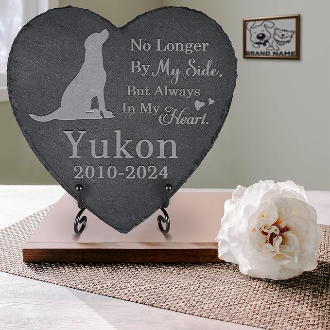 Pet Memorial Stone Dog - Dog Headstone - Dog Memorial Stone - Memorial Gifts for Dog - Loss of a Dog - Dog Loss Gifts (Heart-Shaped)
