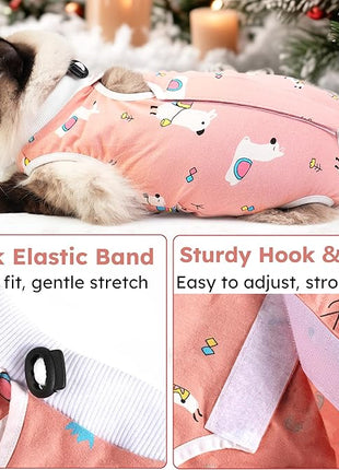 Cat Recovery Suit for Spay Abdominal Wounds, Breathable Cat Onesie for Cats After Surgery Female, Kitten Surgical Recovery Suit Female Cone of Shame Alternative for Cats Anti Licking