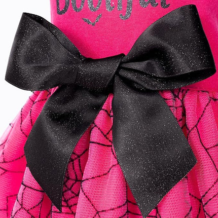 Fitwarm Little Miss Bootiful Halloween Dog Dress, Funny Costumes for Small Dogs Girl, Pet Outfit, Black, Hot Pink, XS