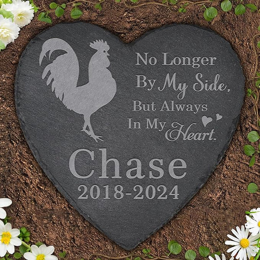 Pet Memorial Stone Chicken - Chicken Headstone - Chicken Memorial Stone - Chicken Memorial Gifts - Loss of a Chicken - Chicken Loss Gifts (Heart-Shaped)