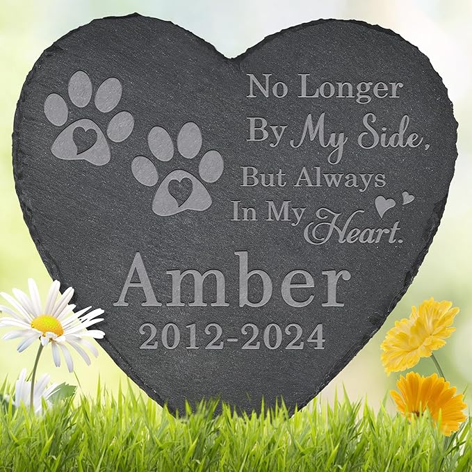 Pet Memorial Stone Pet Headstone - Memorial Gifts for Pet - Loss of a Pet - Pet Memorial Stone - Pet Loss Gifts (Heart-Shaped)