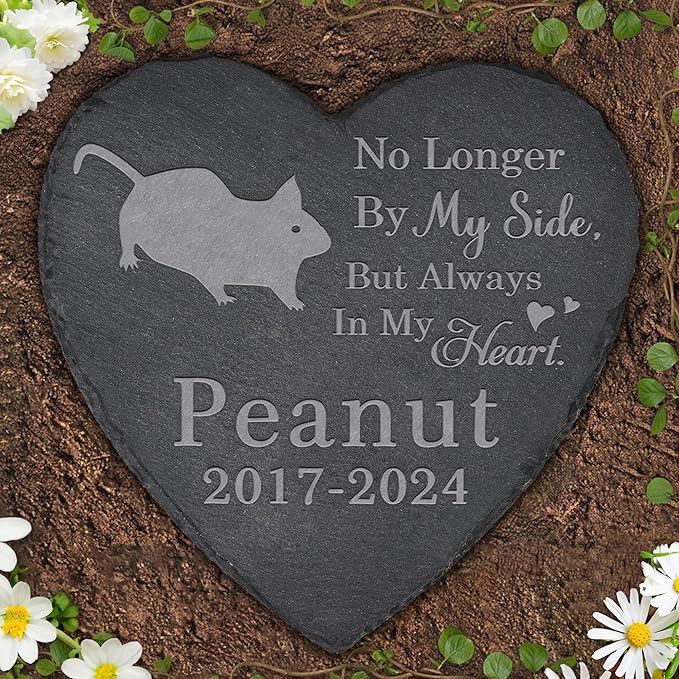 Pet Memorial Stone Guinea Pig - Guinea Pig Headstone - Guinea Pig Memorial Stone - Guinea Pig Memorial Gifts - Loss of a Guinea Pig - Guinea Pig Loss Gifts (Heart-Shaped)