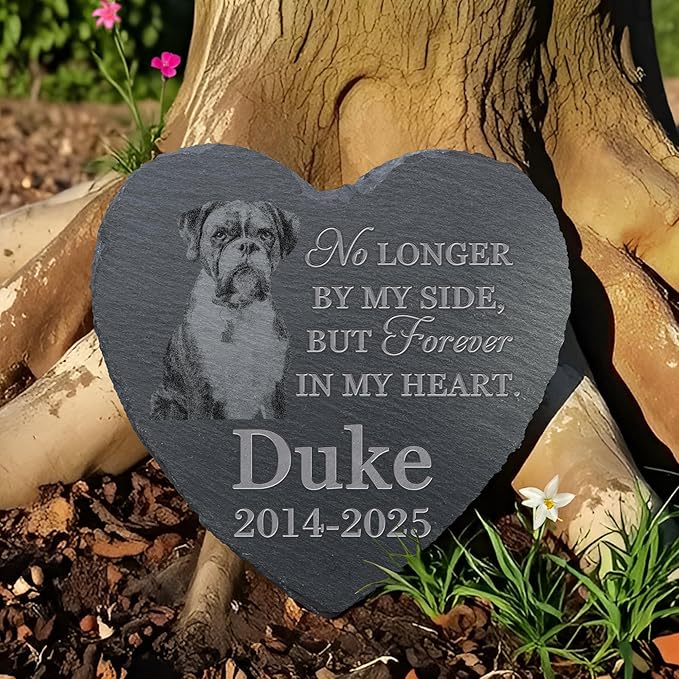 Personalized Pet Memorial Stone, Dog Memorial Gifts, Pet Loss Sympathy Gift, in Memory of Dog Cat - Forever in My Heart（Heart）