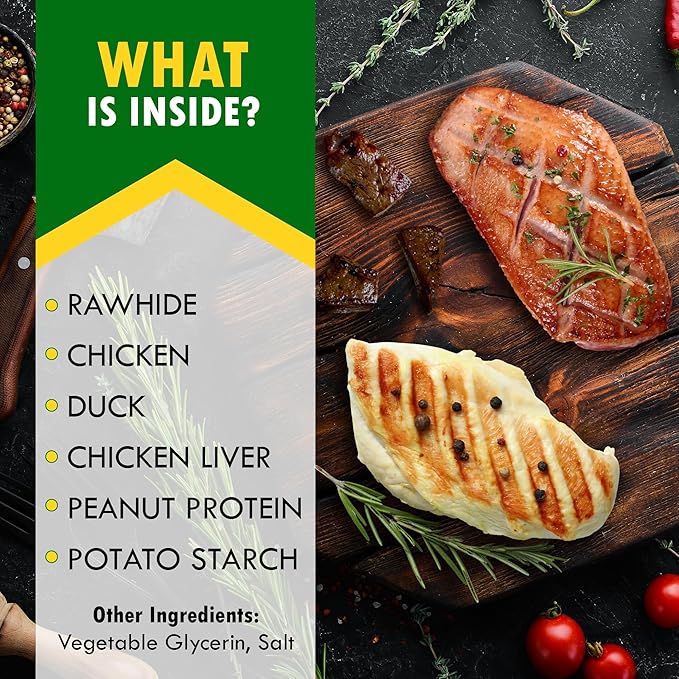 Dog Treats Rawhide Sticks Wrapped with Chicken 10.6 oz Pet Natural Chew Treats - Grain Free Meat & Human Grade Dried Snacks - Best for Small & Large Dogs (10.6 Ounce (Pack of 1), Triple Sticks)