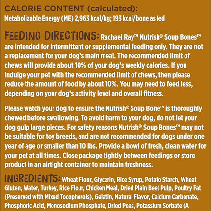 Rachael Ray Nutrish Soup Bones With Real Turkey & Rice, 11 Dog Chews
