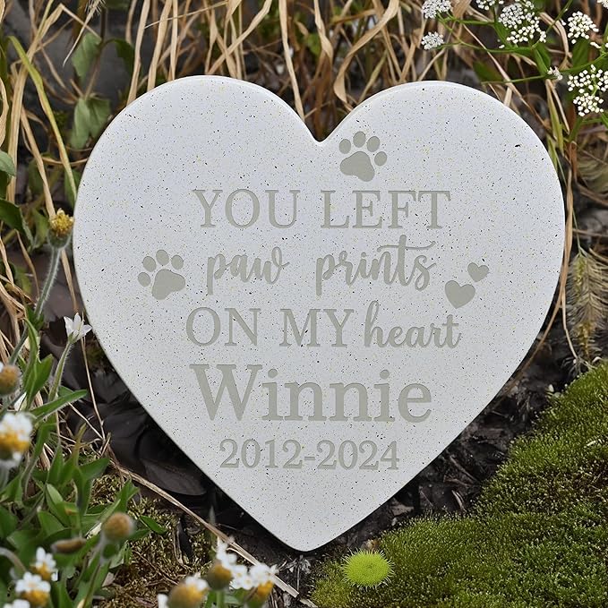 Personalized Pet Stone | Pet Memorial Stone | Dog Memorial Stone | Pet Memorial Gift | Pet Loss Gift | Pet Memorial | Dog Memorial | Cat Memorial | Loss of a Dog - You Left Paw Prints on My Heart