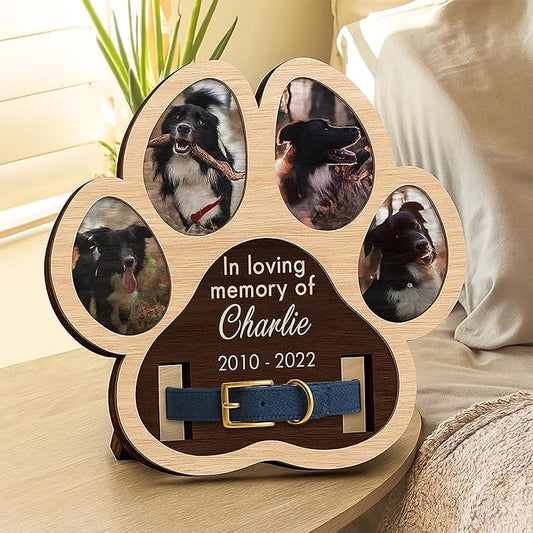 Nazenti Pet Bereavement Collar Frame, Custom Dog or Cat Memorial Frame with Pets Name, Sympathy Keepsake for Cat Loss, Pet Memorial Gift for Grieving Owners, Loss Of Dog Sympathy Gift