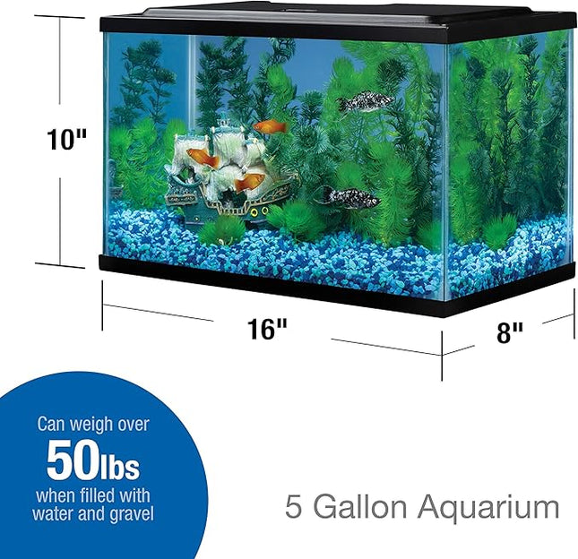 Tetra Glass Aquarium 5.5 Gallons, Rectangular Fish Tank