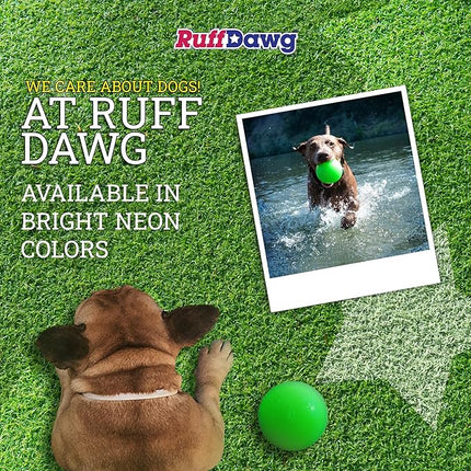 Ruff Dawg Ball XXL – Durable Rubber Dog Toy – Made in USA – Bouncy Ball in Bright Neon Colors – Great for Fetch, Teething & Outdoor Play, Floats in Water