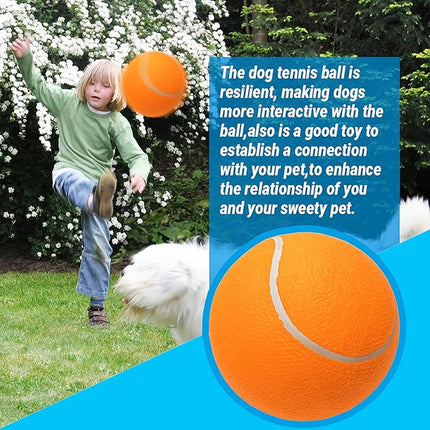 9.5" Large Dog Tennis Balls, 2 Pack Interactive Pet Toys for Playing Training Outdoor Indoor, Oversize Rubber Inflatable Dog Ball with Pump & Needle for Small Medium Large Dogs