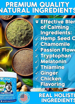 Calming Chews for Dogs - Dog Calm Treats, Made in USA, Vet Developed, Behavior Support, Stress, Separation, Fireworks, Travel, Melatonin, Natural & Holistic, 90 Count