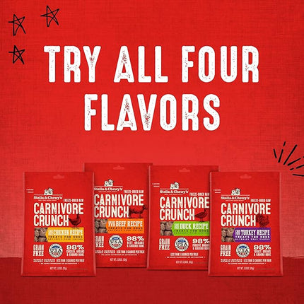 Stella & Chewy's Freeze-Dried Raw Dog Treats - Carnivore Crunch for Training - Natural Limited Ingredient, Grain-Free - Perfect for Picky Eaters - Turkey Recipe - 3.25 oz Bag