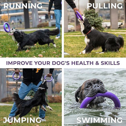 Puller Outdoor Dog Ring Toys - Dog Fetch Toy & Tug of War Dog Toy for Small Medium Large Dogs - Dog Ball & Soft Dog Frisbee Alt - Outside Dog Yard Toys - Big Dog Pull Toy - Dog Agility Jumps Tool