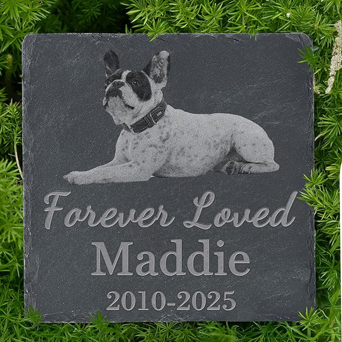 Personalized Pet Memorial Stone, Dog Memorial Gifts, Pet Loss Sympathy Gift, in Memory of Dog Cat - Forever Loved（Square）
