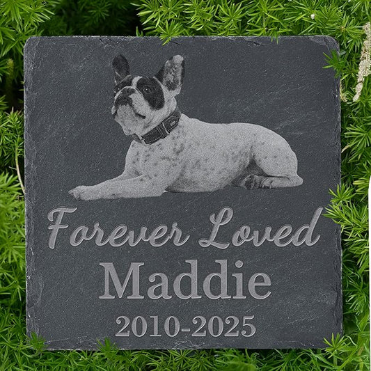 Personalized Pet Memorial Stone, Dog Memorial Gifts, Pet Loss Sympathy Gift, in Memory of Dog Cat - Forever Loved（Square）