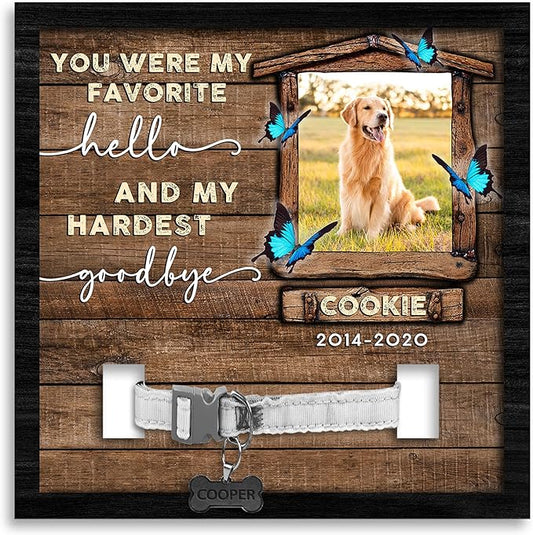 Nazenti Personalized Dog Memorial Picture Frame, Pet Loss Gift, Custom Sympathy Gifts for Loss of Dog, Pet Memorial Frame with Collar Holder, Dogs Sign Bereavement Gifts, Cat Condolences Gift