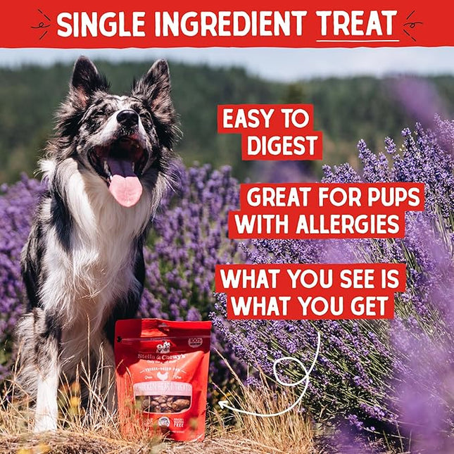 Stella & Chewy's Freeze-Dried Raw Chicken Heart Dog Treats - Single Ingredient, No Additives - Premium Training Treats - Perfect For Picky Eaters - 3oz Bag