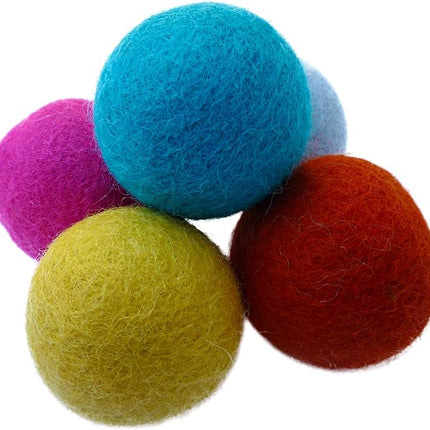 Wool Cat Balls - Safe Silent Felt Ball Toys - Fun Colorful Soft Quiet Wool Kitty Toys - Unique for Cat Lovers - Hand Made in Nepal