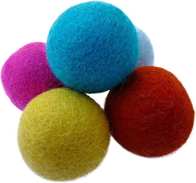 Wool Cat Balls - Safe Silent Felt Ball Toys - Fun Colorful Soft Quiet Wool Kitty Toys - Unique for Cat Lovers - Hand Made in Nepal