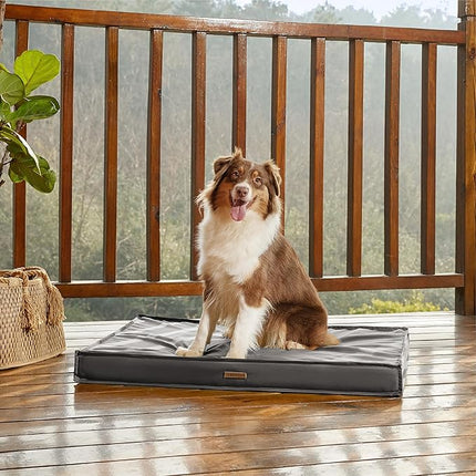 LE SURE Outdoor Waterproof Dog Bed for Medium Sized Dogs, Orthopedic Egg Crate Foam Pet Bed with Oxford Fabric Surface and Removable and Durable Cover, Machine Washable, 30''x20'', Grey