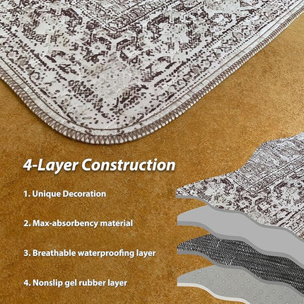 nunubaby Washable Pee Pads for Dogs, Stylish, Non-Slip and Leak-Proof Pee Pads. Reusable Potty Pads for Dogs for Crates and Floors.(Brown/Geo, 36" x72" )