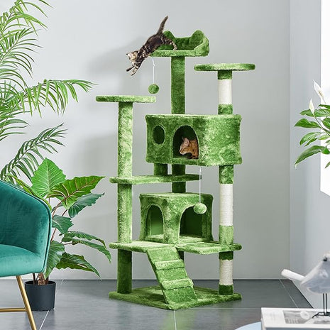 Yaheetech Cat Tree - 54in Tower with Condo, Scratching Posts & Balls, Perfect for Kittens
