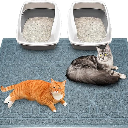 Yimobra Cat Litter Mat, 47"x36" Litter Box Mat with Litter Lock Mesh, Soft Cat Litter Mat Litter Trapping Mat, Easy to Clean, Non-Slip, Water Resistant, Litter Free Floors, Tea Blue