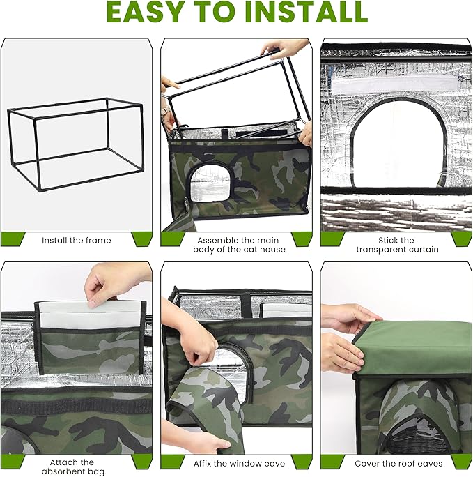 Outdoor Cat House Weatherproof, Clawsable Cat Houses with Insulation Layer, Foldable Cats Shelter, Cave Bed for Pets Up to 35lbs for Garden, Patio, or Backyard (Camouflage-M)