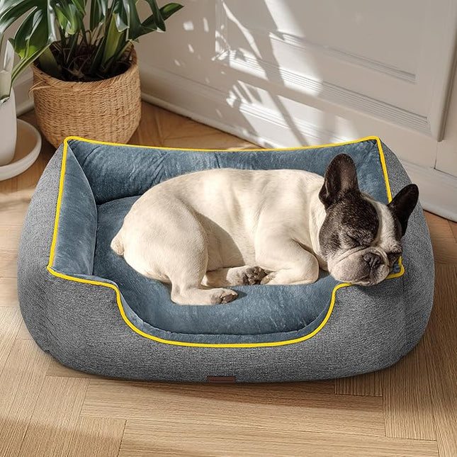 Large Orthopedic Dog Bed 28" Washable with Removable Cover, Waterproof & Non-Slip Base, Year-Round Comfort with Cooling/Warming, Dual-Layer Interior Padding for Support and Softness, Grey