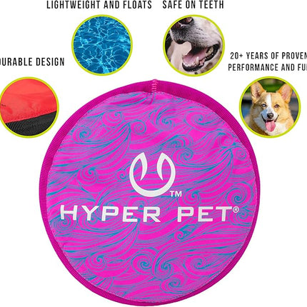 Hyper Pet Flippy Flopper 9" Flying Disc Soft Dog Toy, Floats in Water & Safe on Teeth, Pack of 1, Purple Swirl Design