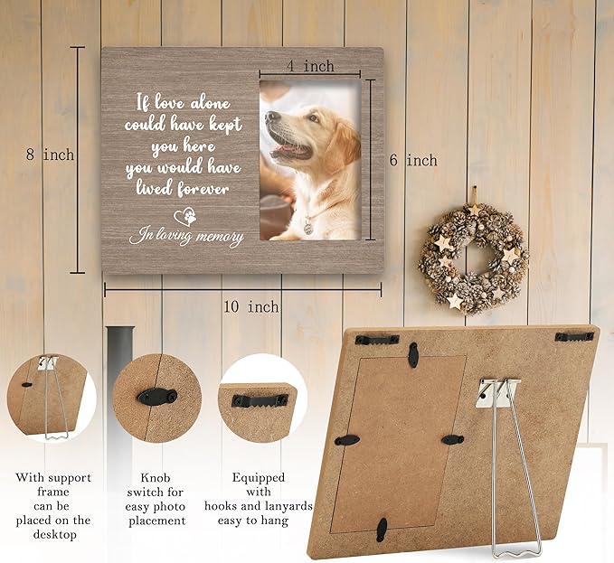 SRADMO Dog Memorial Picture Frame,Dog Frames For Pictures Memorial, Pet Dog Cat Memorial Photo Picture Frame 10×8,Dog Picture Frames For Dogs That Passed,Passed Away Dog Memorial Gifts (Wooden)