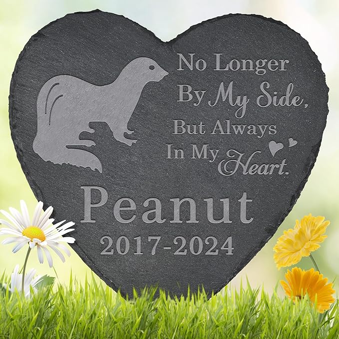 Pet Memorial Stone Ferret - Ferret Headstone - Ferret Memorial Stone - Ferret Memorial Gifts - Loss of a Ferret - Ferret Loss Gifts (Heart-Shaped)