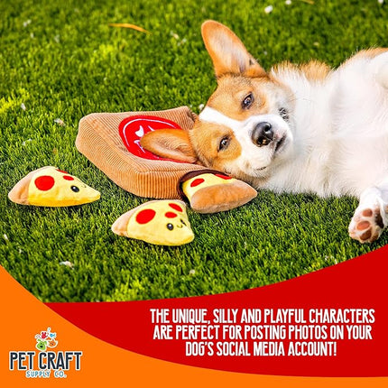 Pet Craft Supply Hide and Seek Plush Dog Toys Crinkle Squeaky Interactive Burrow Activity Puzzle Chew Fetch Treat Hiding Brain Stimulating Cute Funny Toy Bundle Pack for Small and Medium Dogs Puppies