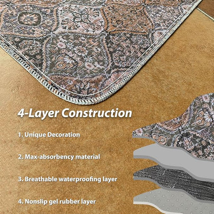 nunubaby 4PACK Washable Pee Pads for Dogs, Stylish, Non-Slip and Leak-Proof Pee Pads. Reusable Potty Pads for Dogs for Crates and Floors.(Brown/Multi, 24" x48")