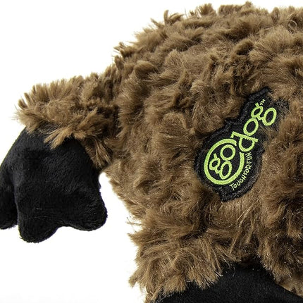 goDog PlayClean Sloth Squeaky Plush Dog Toy with Odor-Eliminating Essential Oils, Chew Guard Technology - Brown, Small